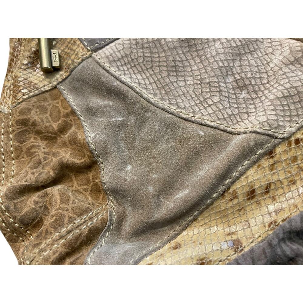 Fossil Leather Suede Purse Boho Patchwork Crossbody Shoulderbag - Picture 11 of 11